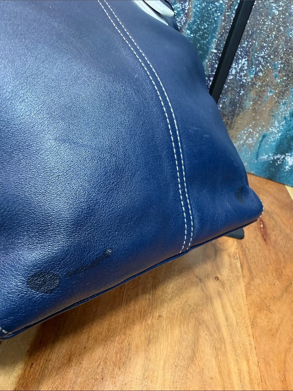 Coach Vintage 2005 Coastal Hampton Leather Tote Navy/White‎ Satchel (VGUC)